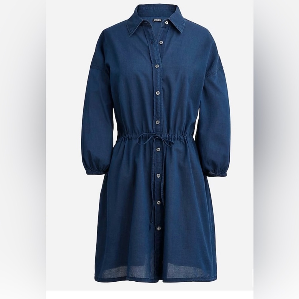 NWT J.Crew Cinched Shirtdress in indigo cotton